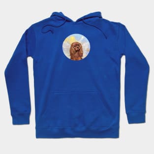 A Ruby Cavalier King Charles Angel Floats in Heaven's Clouds Hoodie